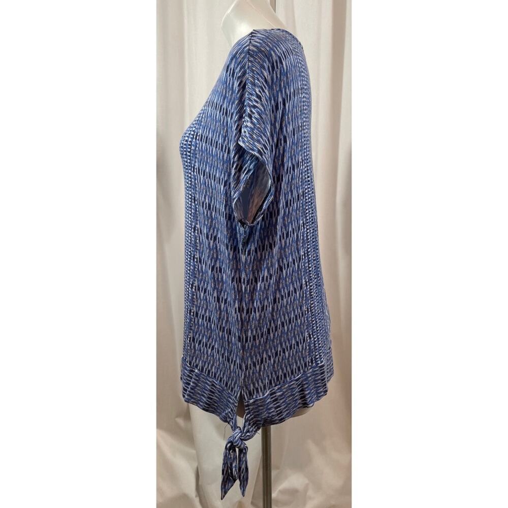 Ruby Rd. Top Patterns Tee Side Tie Button Collar - Picture 2 of 9
